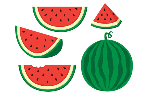 وکتور لایه باز و رایگان هندوانه به همراه وکتور لایه باز هندوانه قاچ شده فایل EPS